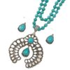 Wholesale European and American Retro Three-Layer Flower Earrings Turquoise Earrings Western Style Exaggerated Turquoise Beads Necklace Jewelry Set