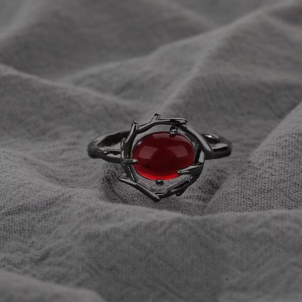 Wholesale Vintage Ruby Ring for Men and Women Trendy Domineering Neutral Wind Texture Finger Ring Dark Lava Zircon Ring