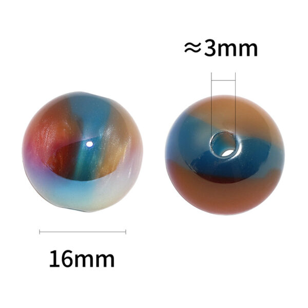 Wholesale 16mm UV-coated gradient cat's eye beads, acrylic straight hole round beads, DIY mobile phone chain jewelry accessories, loose beads wholesale.