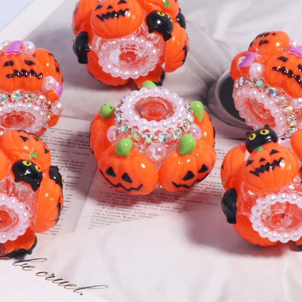 Wholesale pumpkin rhinestone ball straight hole loose beads DIY mobile phone keychain jewelry aessories