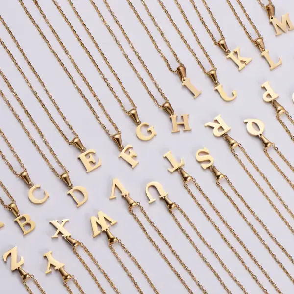 PVD Coated 18K Gold Plated Letter 304 Stainless Steel Simple Style Waterproof Non Tarnish Pendant Necklace