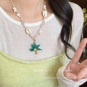Shell beaded coconut necklace
