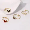 Wholesale PVD Coated Real Gold Plated 18K Gold Heart Shape 304 Stainless Steel Cute Vintage Style Waterproof Non Tarnish Open Rings