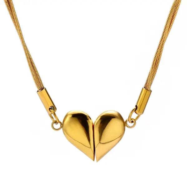 Wholesale Heart Shape Stainless Steel Titanium Steel Cute Sweet Pendant Necklace
