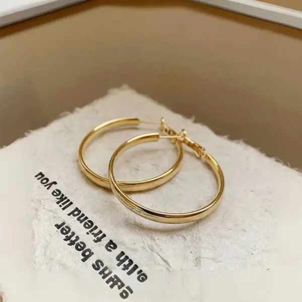 1 Pair Simple Style Round 304 Stainless Steel 18K Gold Plated Earrings