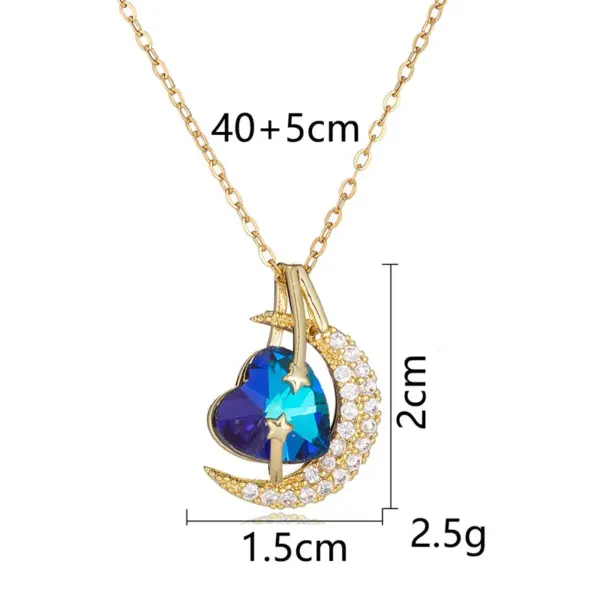 Non-Fading Titanium Steel Necklace Heart Rose Design Versatile High-End Women's Choker Necklace Crystal Pendants New Style
