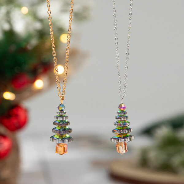 Wholesale Crystal-plated Christmas tree necklace