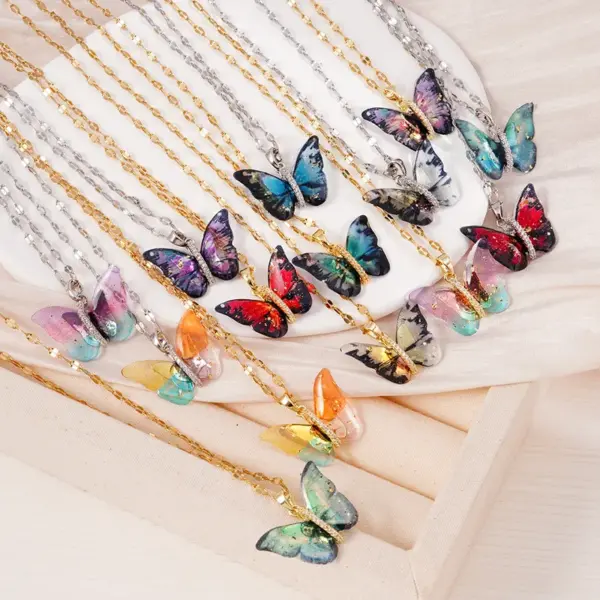 Wholesale Jewelry Princess Glam Lady Butterfly 304 Stainless Steel Copper Coffee Bean Chain Pendant Necklace