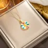 Wholesale PVD Coated Real Gold Plated Daisy Stainless Steel Simple Style Waterproof Non Tarnish Titanium Steel Pendant Necklace