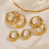 Wholesale PVD Coated 18K Gold Plated Solid Color 304 Stainless Steel Simple Style Waterproof Non Tarnish Earrings