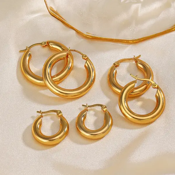 Wholesale PVD Coated 18K Gold Plated Solid Color 304 Stainless Steel Simple Style Waterproof Non Tarnish Earrings