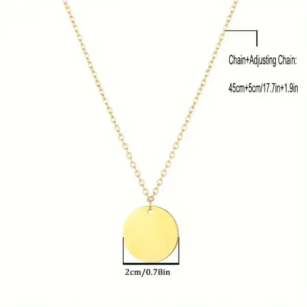 304 Stainless Steel Round Ion Plating (IP) 18K Real Gold Plated Elegant Waterproof Non Tarnish Cable Chain Gold Silver Pendant Necklace
