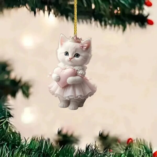 oly-f89a77c0047b17932ffe9232b963b6e6 Wholesale Cross-Border New Elegant Little White Cat Car Pendant Acrylic Flat Car Interior Rearview Mirror Decoration Home Pendant