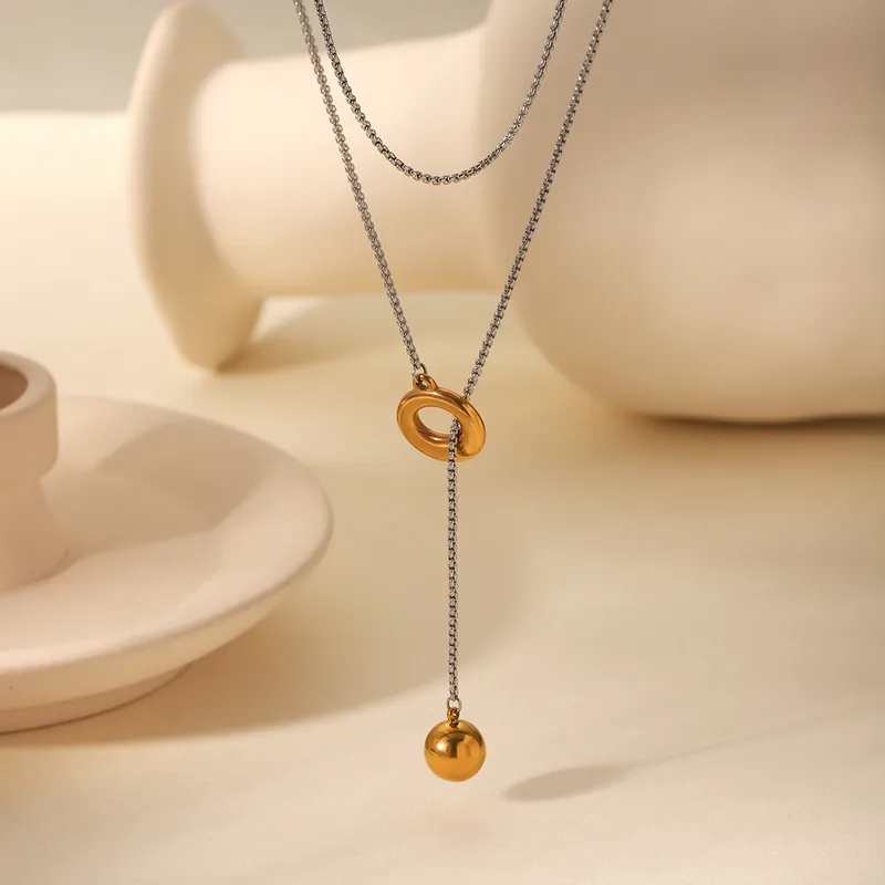 Wholesale PVD Coated 18K Gold Real Plated Solid Color 304 Stainless Steel Vintage Style Waterproof Non Tarnish OT Clasp Tole Closure Necklace