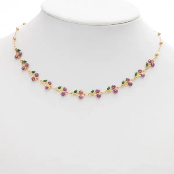 Wholesale Jewelry Cute Sweet Cherry 304 Stainless Steel Enamel Necklace Cable Chain