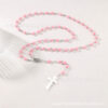 Wholesale Pink Rose Flower Beaded Cross Bracelet Necklace