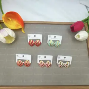 Tulip Shape Oil Drop Earrings Random Color / 18k