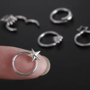 Wholesale Hip-hop Star Titanium Steel Polishing Nose Ring Nose Pin