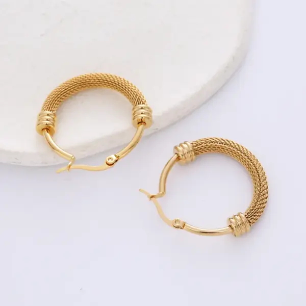 Wholesale Fashion Circle Plating 304 Stainless Steel 18K Gold Plated Stainless Steel Earrings