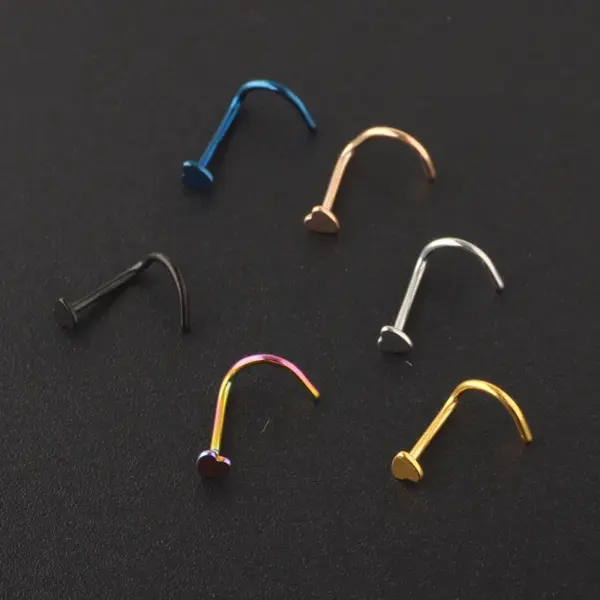 1 Piece Nose Rings & Studs Simple Style Heart Shape Stainless Steel