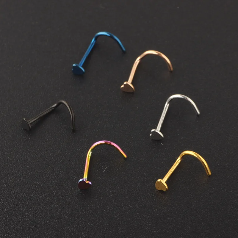 Wholesale 1 Piece Nose Rings & Studs Simple Style Heart Shape Stainless Steel
