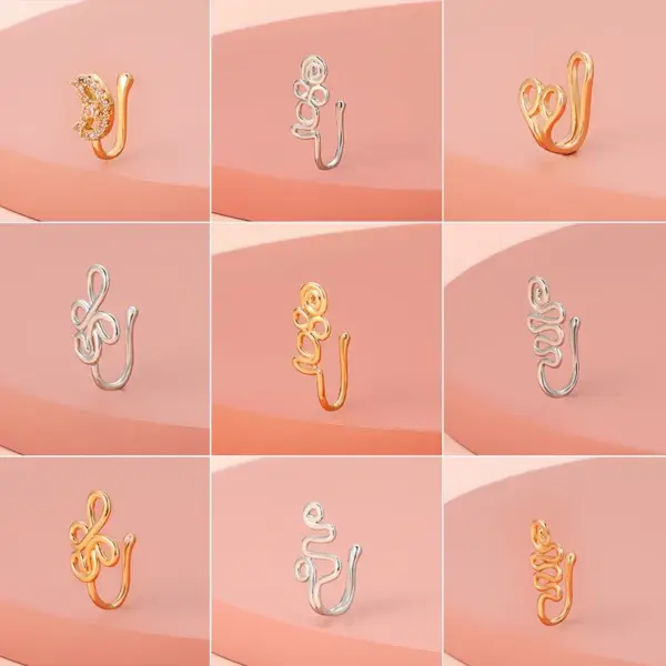 Fashion Star Moon Crown Copper Plating Zircon Nasal Splint 1 Piece Nose Pin