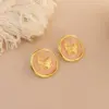 1 Pair Simple Style Round Square Heart Shape 304 Stainless Steel 18K Gold Plated Ear Studs