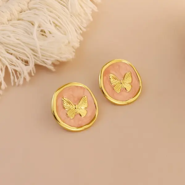 1 Pair Simple Style Round Square Heart Shape 304 Stainless Steel 18K Gold Plated Ear Studs