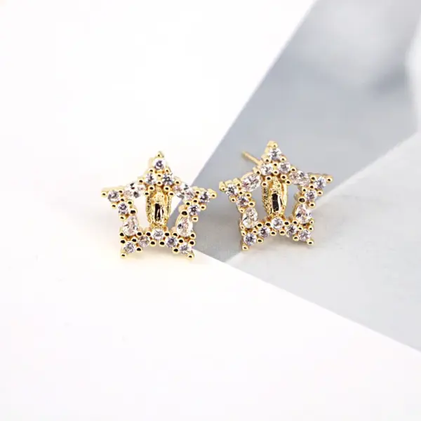 Wholesale Retro Cross Jesus Virgin Mary Earrings Female Copper Micro-set Zircon Earrings Wholesale