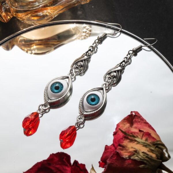 Wholesale Dark Gothic Devil's Eye Pendant Earrings Halloween Party Long Tassel Earrings