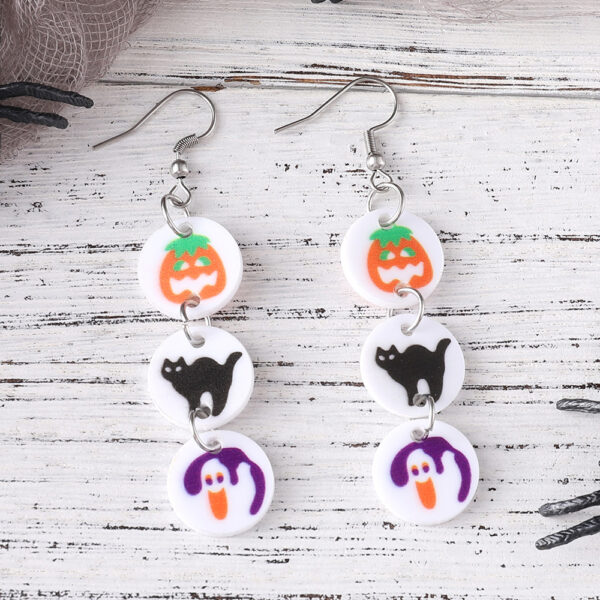 Wholesale Halloween funny splicing triple pendant acrylic earrings
