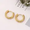 Wholesale PVD Coated Real Gold Plated 18K Gold Round 304 Stainless Steel Simple Style Waterproof Non Tarnish Earrings