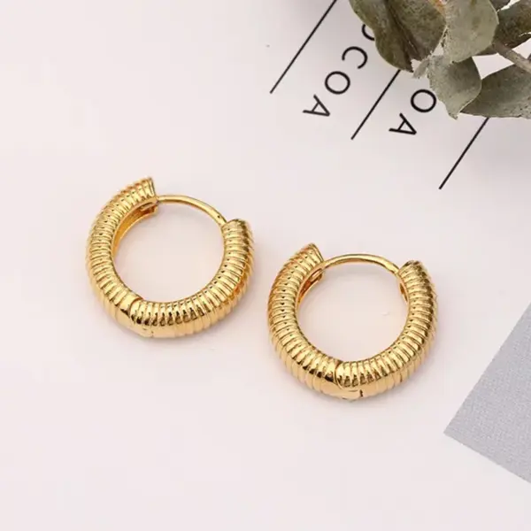 Wholesale PVD Coated Real Gold Plated 18K Gold Round 304 Stainless Steel Simple Style Waterproof Non Tarnish Earrings