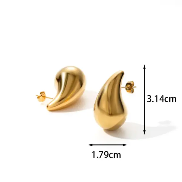 PVD Coated Water Droplets 304 Stainless Steel Elegant Simple Style Waterproof Non Tarnish Ear Studs