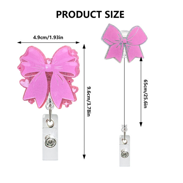 oly-f8bbf7d6b5b83aa0869ccfed6d2ad52e Wholesale New Acrylic Pink Bow Retractable Rotatable Badge Reel Medical Women's ID Buckle Easy Pull Buckle