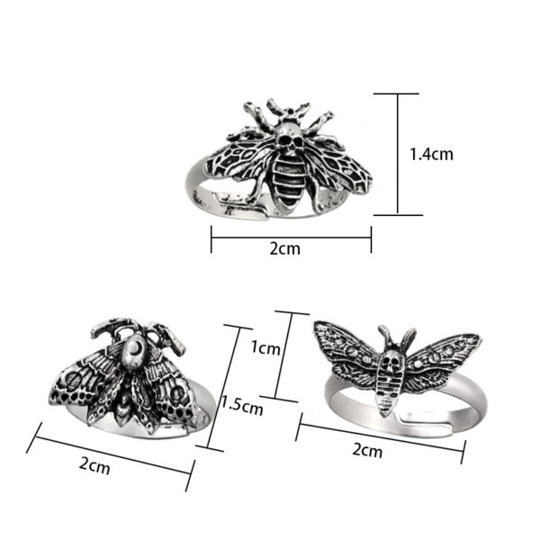 Wholesale Longrui New Hot Sale Gerst Series Alloy Death Moth Skull Ring Jewelry Adjustable Men's and Women's Jewelry