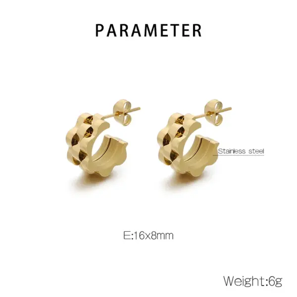 Wholesale Ion Plating (IP) 18K Gold Plated Solid Color 304 Stainless Steel Simple Style Waterproof Non Tarnish Earrings