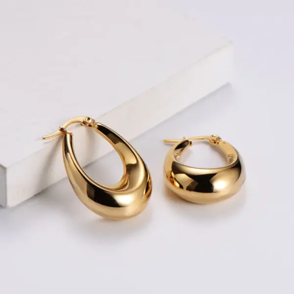 Wholesale PVD Coated 18K Gold Plated Water Droplets Stainless Steel French Style Waterproof Non Tarnish Earrings