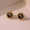 Wholesale 304 Stainless Steel Plastic Moon Electroplating Imitation Gold Romantic Simple Style Classic Style Plating Ear Studs