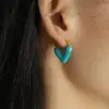 304 Stainless Steel Heart Shape PVD Coated 18K Gold Plated Real Gold Plated 18K Gold Elegant Cute Sweet Waterproof Non Tarnish Plating Light Blue White Pink Earrings