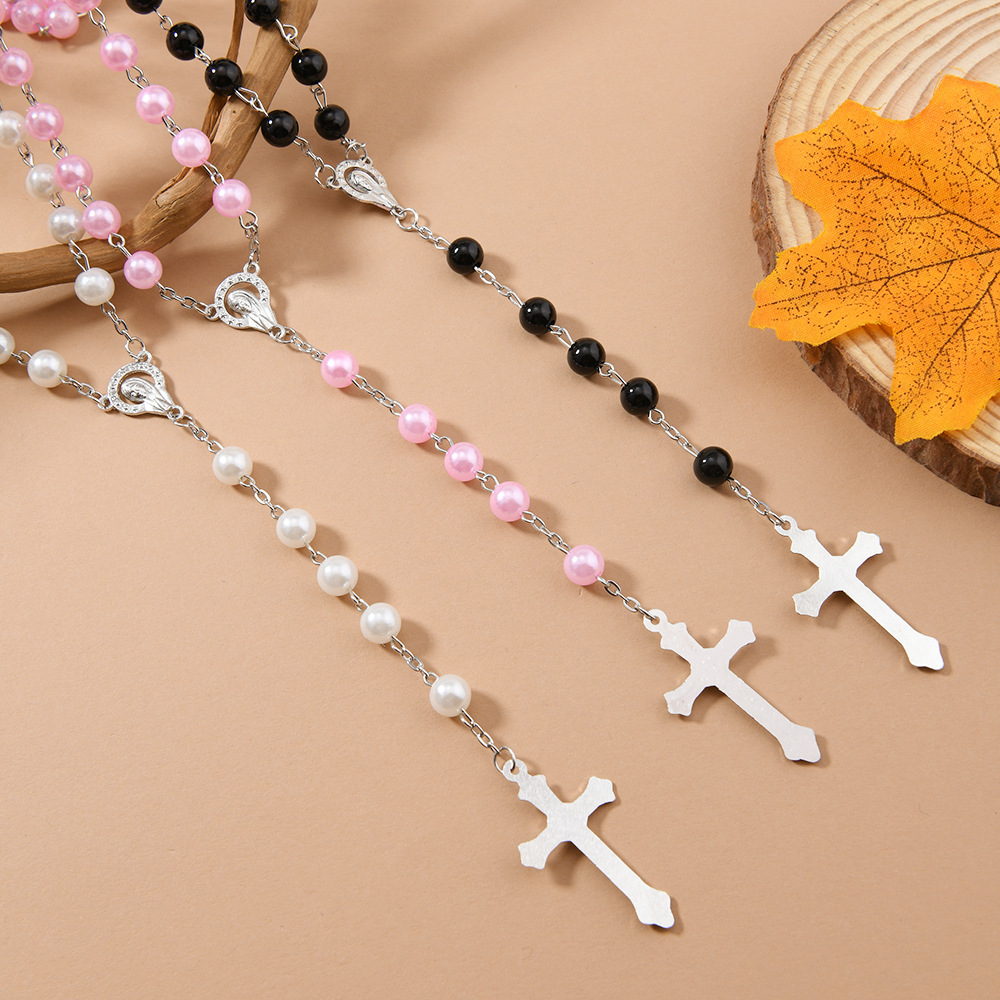 Wholesale Pearl Cross Rosary Bracelet