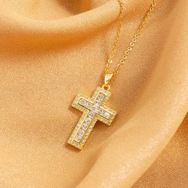 18K Gold Plated Real Gold Plated Cross Titanium Steel Hip-Hop Waterproof Non Tarnish Titanium Steel