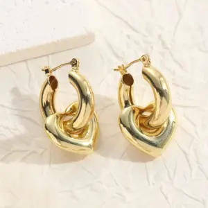 Hollow Heart-Shaped Earrings 14K Real Gold (Es0207)