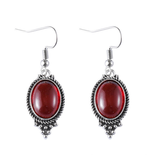 Wholesale Ruby Oval Alloy Pendant Fashion Earrings Jewelry suit