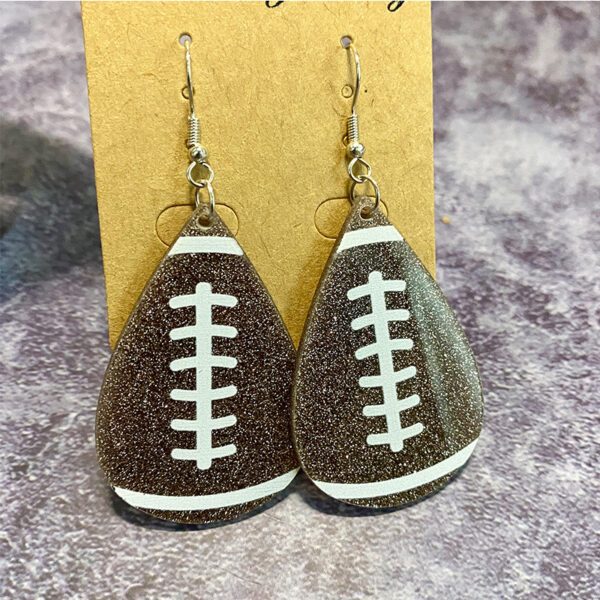 Wholesale Cross-border Sports Earrings Ball Sports Classic Water Drops Flash Acrylic Earrings Mother's Day Gift Earrings Supply