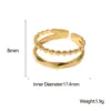 Wholesale PVD Coated Real Gold Plated Solid Color Stainless Steel Fashion Waterproof Non Tarnish Open Ring