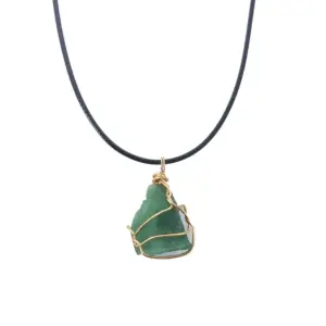 Aventurine [with Leather Rope]] / Pendant Size Is about 13--22mm
