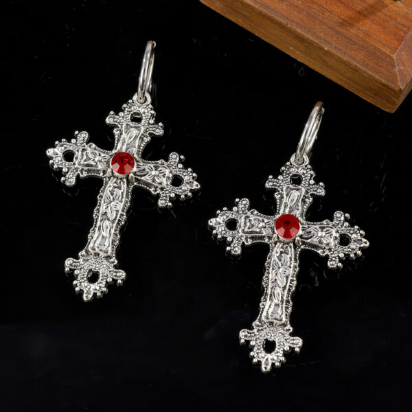 oly-f8e932d7b59c3d18ba738a19573634b3 Wholesale European and American exaggerated ancient silver alloy Flower Vine cross stud earrings Female Gothic retro hip hop exaggerated earrings fashion accessories