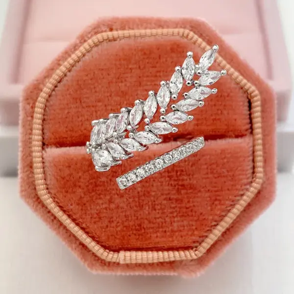 Wholesale Lady Grain Copper Plating Zircon Women's Open Ring 1 Piece