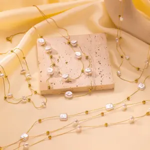 Wholesale PVD Coated Real Gold Plated 18K Gold Geometric 304 Stainless Steel Plastic Elegant Simple Style Waterproof Non Tarnish 304 Stainless Steel Necklace